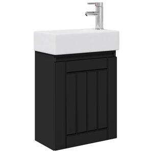 vidaXL Bathroom Vanity Unit with Tap Black 45.5 x 25.5 x 84 cm