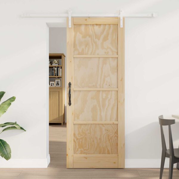 vidaXL Sliding Door Brown 78 x 202 cm Solid Pine Wood