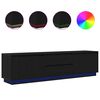 vidaXL TV Cabinet with LED Lights Black Oak 193.5x41x50 cm