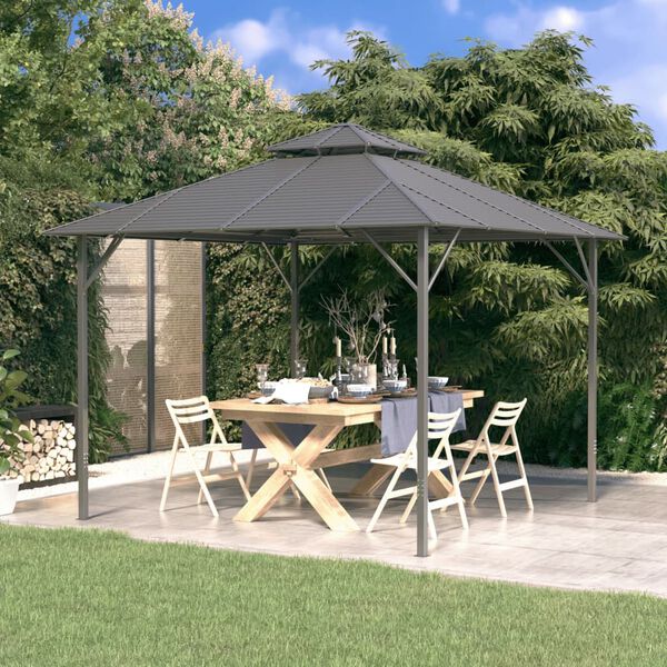 vidaXL Gazebo with Double Roof 3x3 m Anthracite