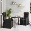 vidaXL Garden Dining Set with Cushion 3 pcs Black Poly Rattan