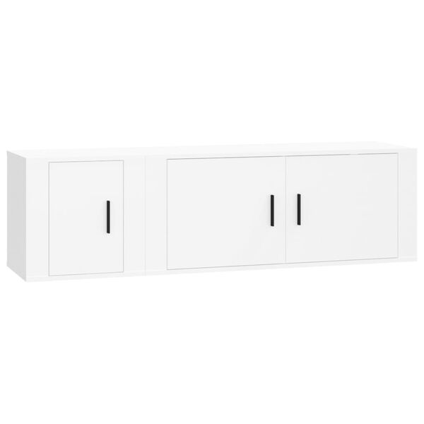 vidaXL 2 Piece TV Cabinet Set White Engineered Wood