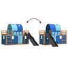 vidaXL Bunk Bed without Mattress with Slide and Curtains Blue 90x200 cm