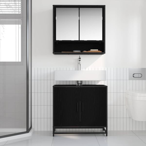 vidaXL Bathroom Sink Cabinet Black Oak 65 x 33 x 60 cm Engineered wood