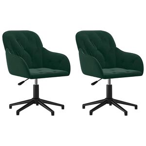 vidaXL Swivel Dining Chairs 2 pcs Dark Green Velvet