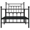 vidaXL Metal Bed Frame without Mattress with Footboard Black 90x200cm