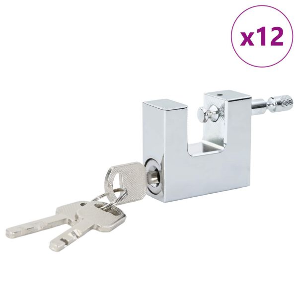 vidaXL Padlock 12 pcs Silver 4.2 x 1.9 x 4 cm Iron