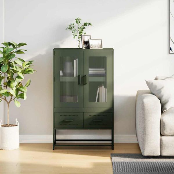 vidaXL Highboard Olive Green 68x39x111.5 cm Steel