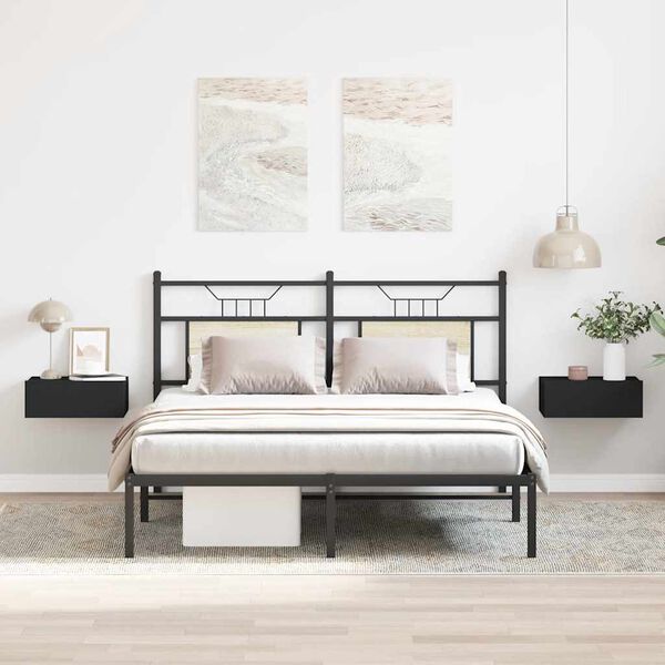 vidaXL Floating Nightstands 2 pcs Black 40x30x15 cm Engineered Wood