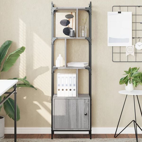 vidaXL Bookcase with Door Grey Sonoma 44.5x30x154.5 cm Engineered Wood
