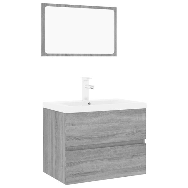 vidaXL Bathroom Furniture Set Grey Sonoma Engineered Wood