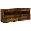 vidaXL TV Wall Cabinet with LED Lights Smoked Oak 100x30x40 cm