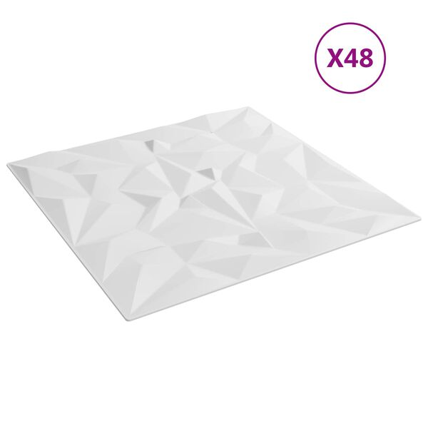 vidaXL Wall Panels 48 pcs White 50 x 50 cm XPS Foam