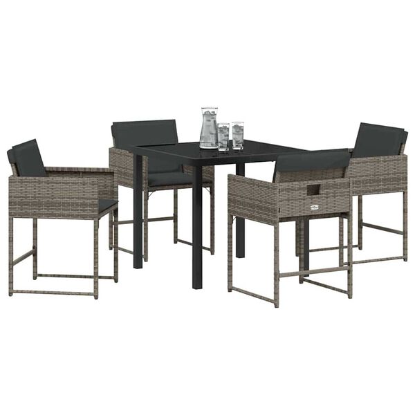 vidaXL Garden Dining Set 5 pcs Grey Poly Rattan