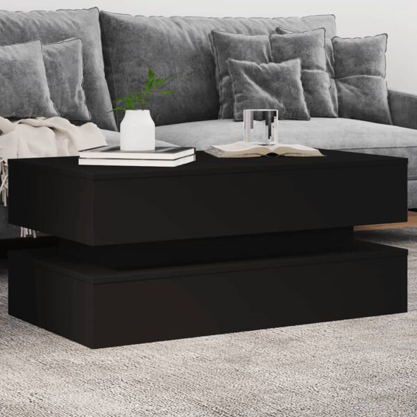 vidaXL Coffee Table with LED Lights Black 90x50x40 cm