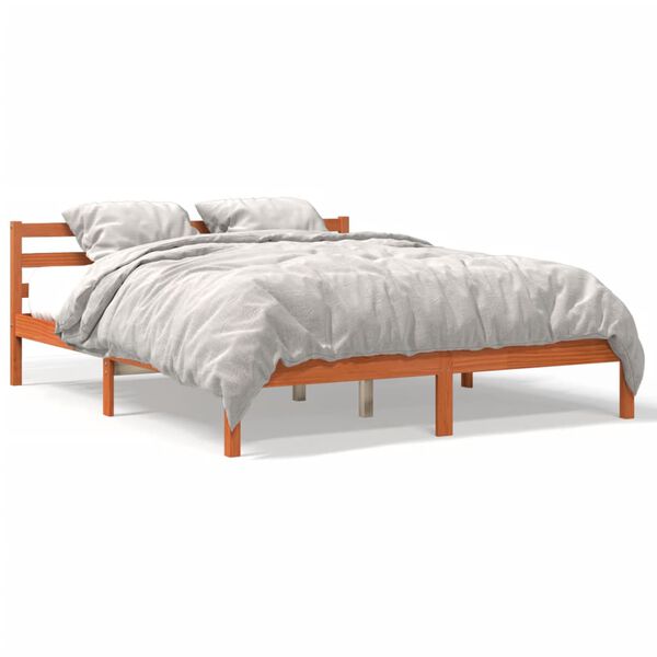 vidaXL Bed Frame without Mattress Wax Brown 200x200 cm Solid Wood Pine