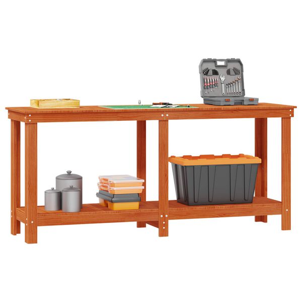 vidaXL Work Bench Wax Brown 180 x 50 x 80 cm Solid Pine Wood