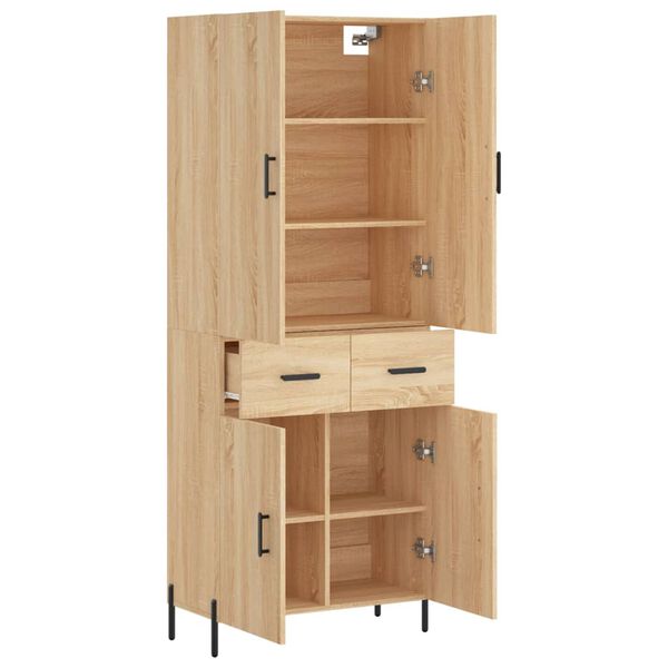 vidaXL Highboard Sonoma Oak 69.5x34x180 cm Engineered Wood