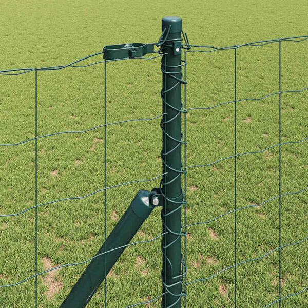 vidaXL Fence with Post Green 1.4 x 10 m Steel and PVC