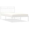 vidaXL Metal Bed Frame without Mattress with Headboard White 107x203cm