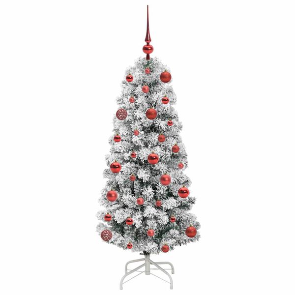 vidaXL Artificial Hinged Christmas Tree Green and white 120 cm