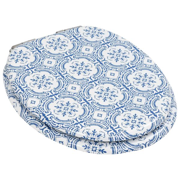 vidaXL WC Toilet Seats 2 pcs with Soft Close Lids MDF Porcelain Design