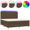 vidaXL Box Spring Bed with Mattress&LED Dark Brown 180x200 cm Fabric