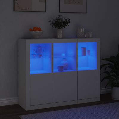 vidaXL Sideboards with LED Lights 3 pcs White Engineered Wood