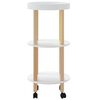 vidaXL 3-tier Trolley White 38x38x82 cm Engineered Wood&Solid Wood Pine
