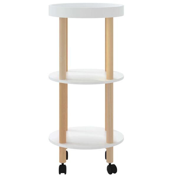 vidaXL 3-tier Trolley White 38x38x82 cm Engineered Wood&Solid Wood Pine