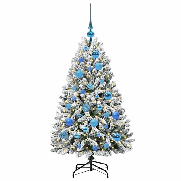 vidaXL Artificial Christmas Tree Green and White 120 cm PVC and Metal