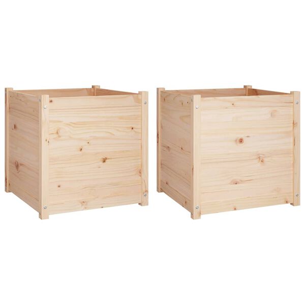 vidaXL Garden Planters 2 pcs 60x60x60 cm Solid Pinewood