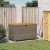 vidaXL Garden Storage Box Grey 110x55x63 cm Poly Rattan Acacia Wood