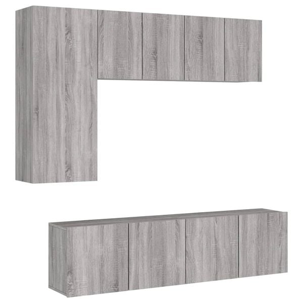 vidaXL 5 Piece TV Wall Units Grey Sonoma Engineered Wood