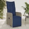 vidaXL Reclining Garden Chairs 2 pcs with Cushions Grey Poly Rattan