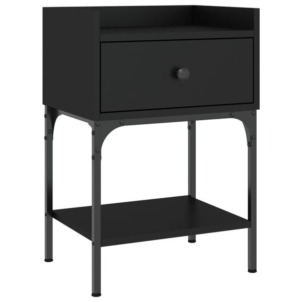 vidaXL Bedside Table Black 40.5x31x60 cm Engineered Wood