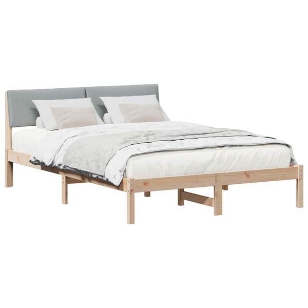 vidaXL Bed frame Brown and light grey 140 x 200 cm Solid pine wood
