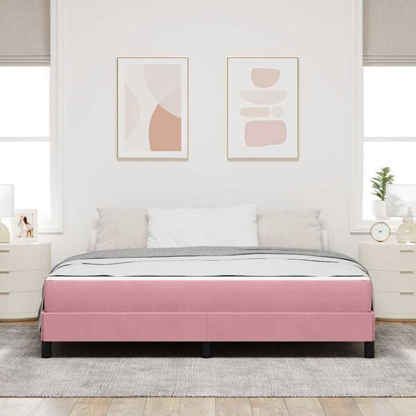 vidaXL Box Spring Bed with Mattress Pink 180 x 220 cm Fabric