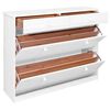 vidaXL Shoe Cabinet with 2 Flaps White 113x35x89 cm Solid Pine Wood