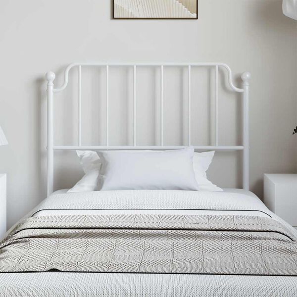 vidaXL Metal Replace Headboard White 100 cm