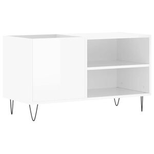 vidaXL Record Cabinet | High gloss white | Engineered wood, iron | 85x38x48 cm