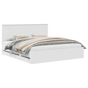 vidaXL Bed Frame with Drawer White 200 x 200 cm Engineer Wood