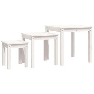 vidaXL Nesting Tables 3 pcs White Solid Wood Pine