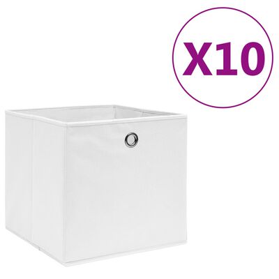 vidaXL Storage Boxes 10 pcs Non-woven Fabric 28x28x28 cm White
