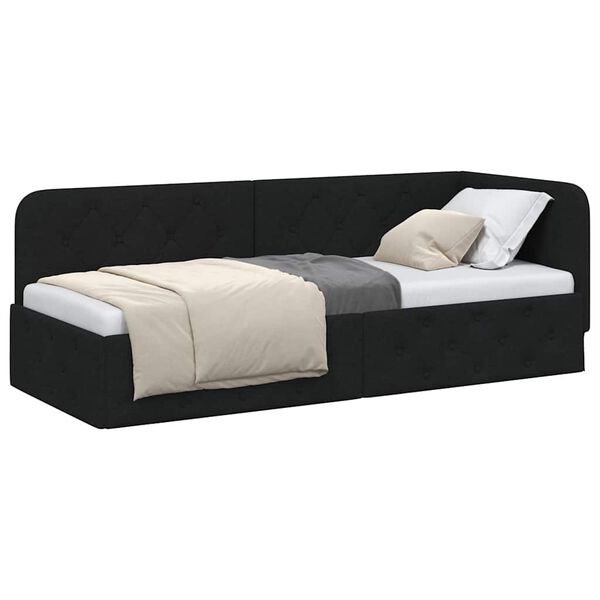 vidaXL Corner Bed Frame with Headboard Black 80 x 200 cm Fabric