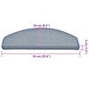 vidaXL Stair Mats 30 pcs 65x24x4 cm Light Grey and Blue Half Round Large