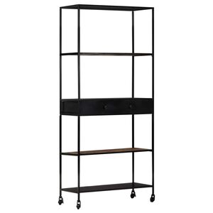 vidaXL Book Cabinet 80x35x180 cm Rough Mango Wood & Iron