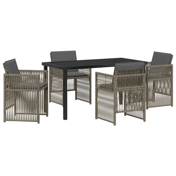 vidaXL Garden Dining Set 5 pcs Grey Powder-Coated Steel