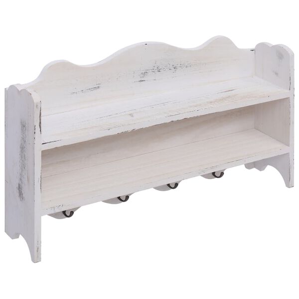 vidaXL Wall Mounted Coat Rack White 50x10x30 cm Wood