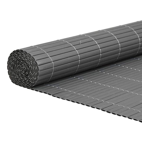 vidaXL Garden Fence Double-Sided Grey 1.8x5 m PVC